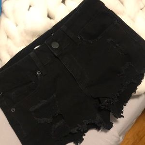 Black Distressed Shorts